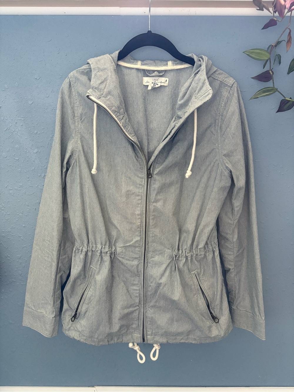 Light Blue and White Striped Hooded Utility Jacket - Label Of Graded Goods